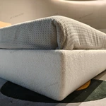 White Bouclé Upholstered Bed with Rounded Headboard & Low-Profile Base